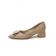 Eenvoudige Abrikoos / Beige Kantoor OL Pumps 2020 4 cm Dikke Hak Lage Hak Spitse Neus Pumps