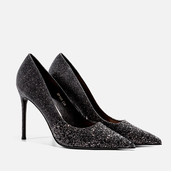 Scintillantes Argenté Soirée Paillettes Escarpins 2020 Cuir 10 cm Talons Aiguilles À Bout Pointu Escarpins
