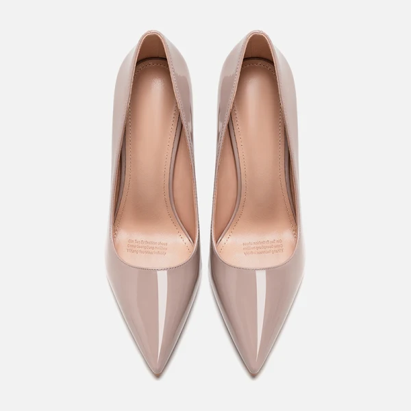 Chic / Beautiful Nude Office OL Pumps 2020 Leather Patent Leather 10 cm Stiletto Heels Pointed Toe Pumps