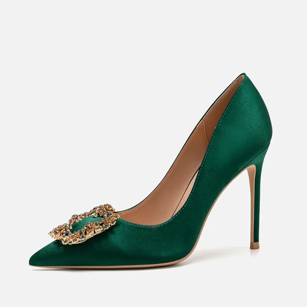 Chic / Beautiful Black Office OL Rhinestone Pumps 2020 Leather 10 cm Stiletto Heels Pointed Toe Pumps