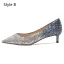 Glitzernden Farbverlauf Silber Abend Pumps 2020 Leder Pailletten 4 cm Stilettos Low Heel Spitzschuh Pumps