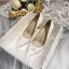 Elegant Ivory Satin Pearl Wedding Shoes 2021 8 cm Stiletto Heels Pointed Toe Wedding Pumps High Heels