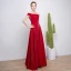 Modest / Simple Burgundy Evening Dresses  2018 A-Line / Princess Off-The-Shoulder Backless Sleeveless Floor-Length / Long Formal Dresses