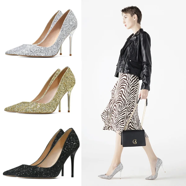 Glitter Goud Pailletten Avond Pumps 2020 10 cm Naaldhakken / Stiletto Spitse Neus Pumps