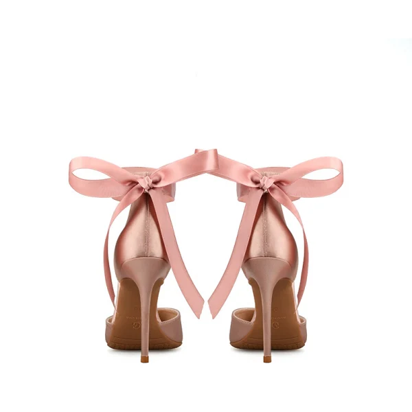 Schöne Rot Ball Sandalen Damen 2020 Schleife Knöchelriemen 10 cm Stilettos Spitzschuh Sandaletten
