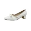 Schöne Beige Datierung Pumps 2020 Schleife Perle 4 cm Low Heel Thick Heels Quadratische Zehe Pumps
