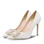 Élégant Ivoire Chaussure De Mariée 2020 Perle Faux Diamant 10 cm Talons Aiguilles À Bout Pointu Mariage Escarpins