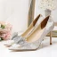 Chic / Beautiful White Satin Wedding Shoes 2020 Butterfly Embroidered Rhinestone 8 cm Stiletto Heels Pointed Toe Wedding Pumps