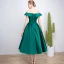 Modest / Simple Burgundy Prom Dresses 2018 A-Line / Princess Off-The-Shoulder Backless Sleeveless Tea-length Formal Dresses