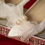 Elegant White Pearl Bow Wedding Shoes 2020 7 cm Stiletto Heels Pointed Toe Wedding Pumps