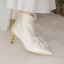 Elegant Winter Ivory Leather Ankle Womens Boots 2020 Bow 7 cm Stiletto Heels Pointed Toe Wedding Boots
