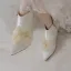 Eleganckie Zima Kość Słoniowa Botki Buty Damskie 2020 Skórzany Kokarda 5 cm Szpilki Szpiczaste Ślub Boots