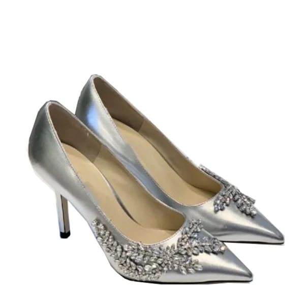 Mooie / Prachtige Zwarte Gala Rhinestone Pumps 2020 Leer 8 cm Naaldhakken / Stiletto Spitse Neus Pumps