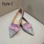 Sparkly Gradient-Color Prom Flat Womens Shoes 2020 Sequins Bow Pointed Toe Heels