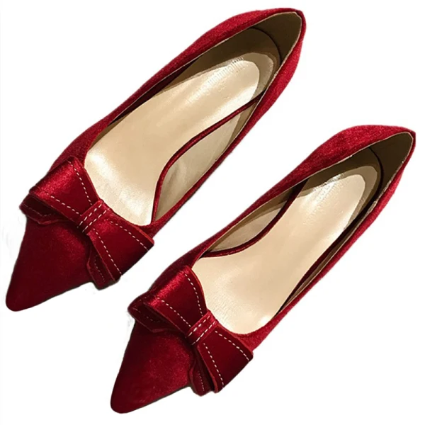 Chic / Beautiful Burgundy Prom Suede Pumps 2020 Leather Bow 6 cm Stiletto Heels Pointed Toe Pumps