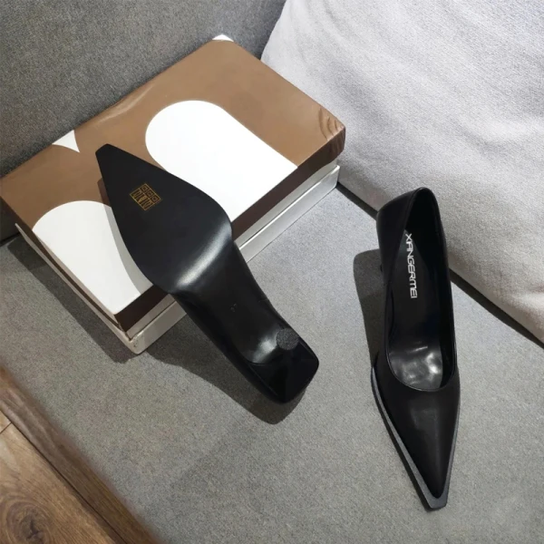 Unique Blanche Bureau OL Escarpins 2020 Cuir 8 cm Talons Aiguilles À Bout Pointu Escarpins