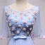 Chic / Beautiful Sky Blue Prom Dresses 2018 A-Line / Princess Appliques Bow Rhinestone Scoop Neck Backless 1/2 Sleeves Floor-Length / Long Formal Dresses