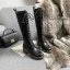Moda Zima Czarne Zużycie ulicy Połowy Łydki Buty Damskie 2020 6 cm Grubym Obcasie Okrągłe Toe Boots