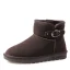 Mote Damesko 2017 Svart Lær Ankel Suede Spenne Casual Vinter Flate Snow Boots