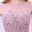 Schöne Rosa Ballkleider 2018 A Linie Eckiger Ausschnitt Ärmellos Pailletten Perlenstickerei Watteau-falte Rüschen Rückenfreies Festliche Kleider