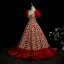 Fancy Burgundy Rhinestone Floral Prom Dresses 2025 Ball Gown Square Neckline Satin Short Sleeve Backless Floor-Length / Long Formal Dresses