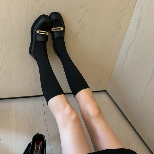 Chic / Beautiful Black Street Wear Ankle Knitting Flat Womens Boots 2020 Leather Round Toe Boots
