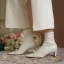 Modest / Simple Black Street Wear Pearl Bow Womens Boots 2020 Leather 5 cm Thick Heels Pointed Toe Boots