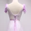 Chic / Belle Lilas Robe De Soirée 2018 Princesse En Dentelle Fleur Appliques Perlage Perle V-Cou Dos Nu Sans Manches Train De Balayage Robe De Ceremonie