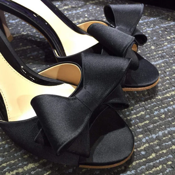 Chic / Belle Noire Désinvolte Noeud Sandales Femme 2020 6 cm Talons Aiguilles Peep Toes / Bout Ouvert Sandales