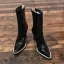 Fashion Winter Black Street Wear Mid Calf Womens Boots 2020 Leather 10 cm Stiletto Heels Pointed Toe Boots