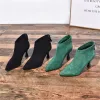 Modest / Simple Black Street Wear Ankle Suede Womens Boots 2020 Leather 6 cm Stiletto Heels Pointed Toe Boots