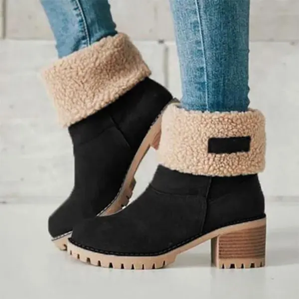 Classique Vert Foncé Vêtement de rue Bottines Daim Bottes Femme 2020 5 cm Talons Épais À Bout Rond Bottes