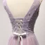 Chic / Beautiful Lilac Prom Dresses 2018 A-Line / Princess Pearl Crystal Sequins Bow V-Neck Backless Sleeveless Floor-Length / Long Formal Dresses