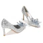 Charmant Zilveren Kristal Bruidsschoenen 2020 Rhinestone 9 cm Naaldhakken / Stiletto Spitse Neus Huwelijk Pumps