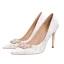 Classique Champagne Faux Diamant Chaussure De Mariée 2020 10 cm Talons Aiguilles À Bout Pointu Mariage Escarpins