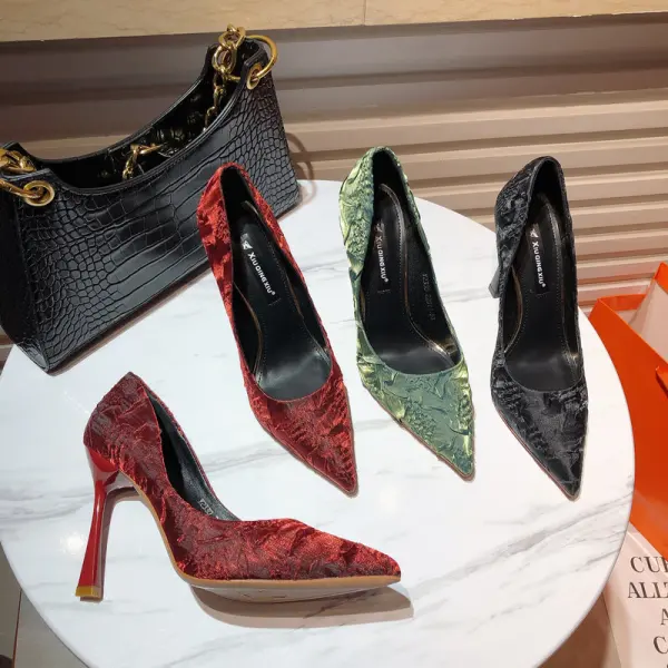 Elegant Black Prom Pumps Stiletto Heels 2020 9 cm Pointed Toe Pumps