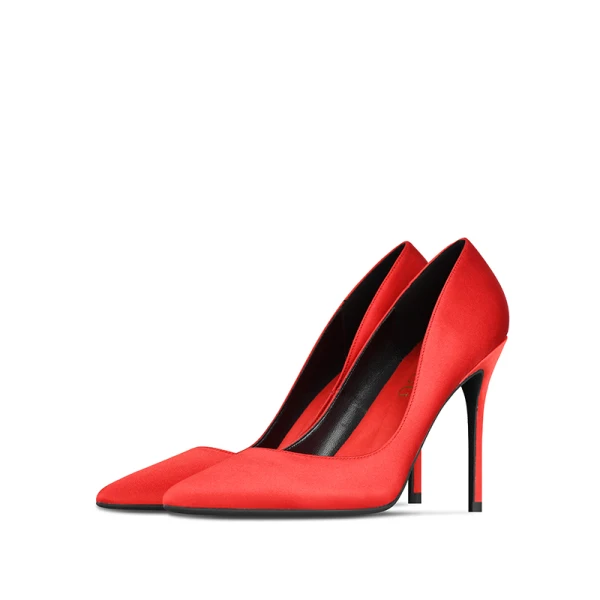 Modest / Simple Black Evening Party Satin Pumps 2020 10 cm Stiletto Heels Pointed Toe Pumps