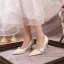 Elegant Ivory Pearl Wedding Shoes 2020 7 cm Stiletto Heels Pointed Toe Wedding Pumps