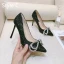Scintillantes Argenté Faux Diamant Paillettes Chaussure De Mariée 2020 Cuir 8 cm Talons Aiguilles À Bout Pointu Mariage Escarpins