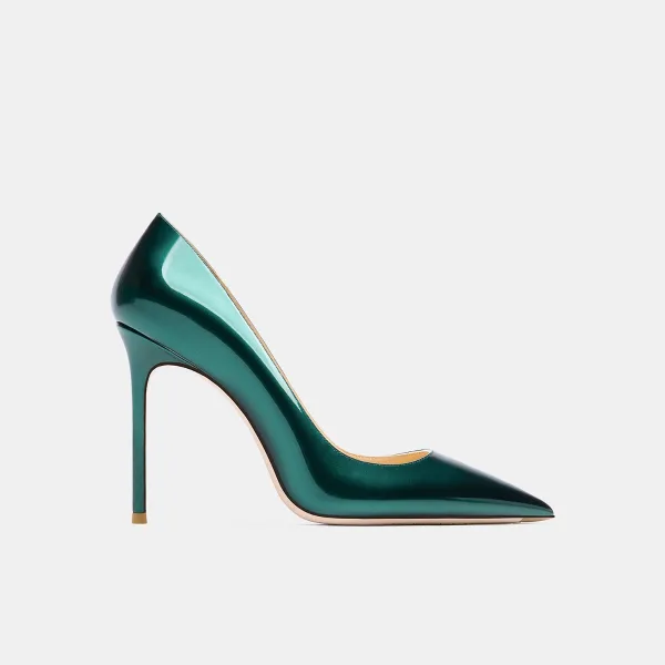 Fashion Fabulous Dark Green Evening Party Pumps 2020 Leather Patent Leather 10 cm Stiletto Heels Pointed Toe Pumps
