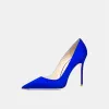 High-end Royal Blue Prom Leather Pumps 2020 10 cm Stiletto Heels Pointed Toe Pumps