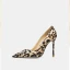 Mode Aprikos / Beige Afton Leopardmönstrad Pumps 2020 Läder 10 cm Stilettklackar Spetsiga Pumps