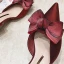 Chic / Beautiful Burgundy Prom Suede Womens Shoes 2020 Leather Bow 4 cm Stiletto Heels Low Heel Pointed Toe Heels