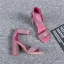 Minimalist Nude Evening Party Rhinestone Womens Sandals 2020 Leather 9 cm Thick Heels Open / Peep Toe Sandals