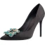 Chic / Belle Noire Promo Satin Escarpins 2020 Faux Diamant 10 cm Talons Aiguilles À Bout Pointu Escarpins