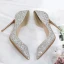 Sparkly Silver Evening Party Glitter Sequins Womens Shoes 2020 10 cm Stiletto Heels Pointed Toe Heels