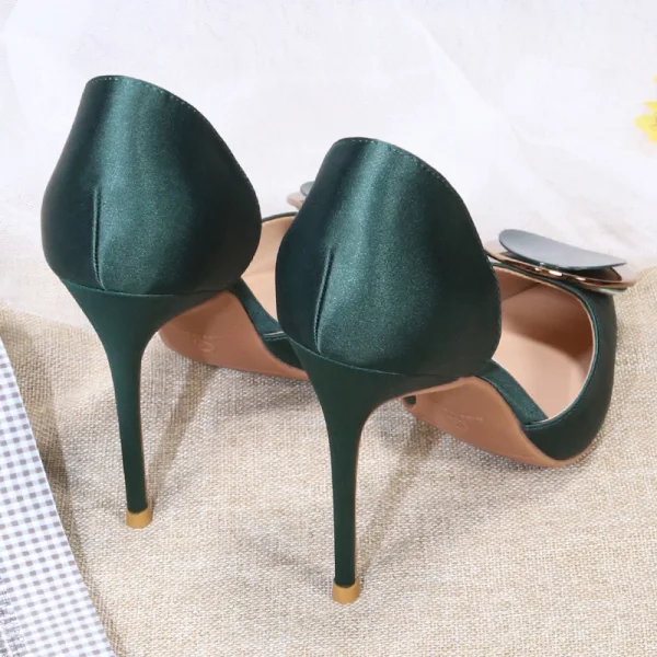 Elegant Dark Green Dancing Satin Womens Shoes 2020 10 cm Stiletto Heels Pointed Toe High Heels