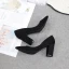 Modest / Simple Black Office OL Suede Pumps 2020 8 cm Thick Heels Pointed Toe Pumps