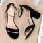 Sexy Noire Vêtement de rue Daim Sandales Femme 2020 Bride Cheville 8 cm Talons Épais À Bout Pointu Sandales