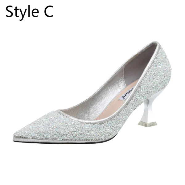 Charmant Rot Abend Pumps 2020 Perle Strass 6 cm Stilettos Spitzschuh Pumps